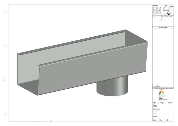 Aluminium Radius Gutter - Type 4 - End Spout - 63 Dia