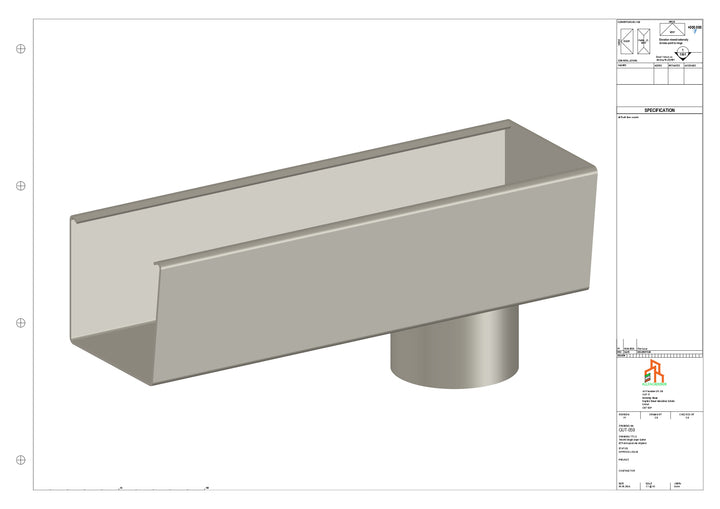 Aluminium Radius Gutter - Type 4 - End Spout - 63 Dia
