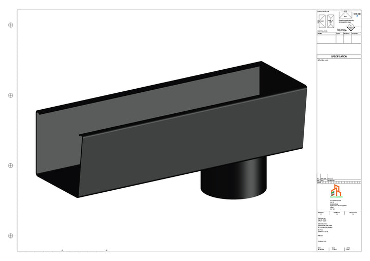 Aluminium Radius Gutter - Type 4 - End Spout - 63 Dia