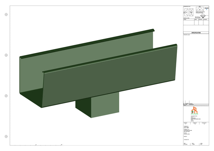 Aluminium Radius Gutter - Type 6 - Centre Spout - 100 Sq