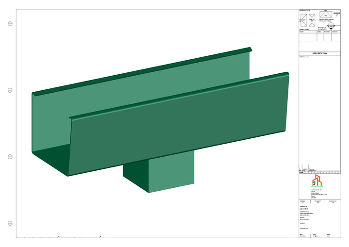 Aluminium Radius Gutter - Type 6 - Centre Spout - 63 Sq