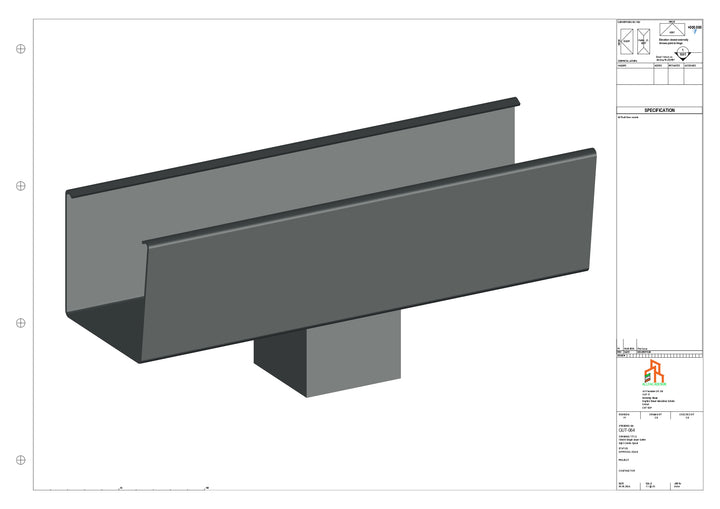 Aluminium Radius Gutter - Type 6 - Centre Spout - 100 Sq