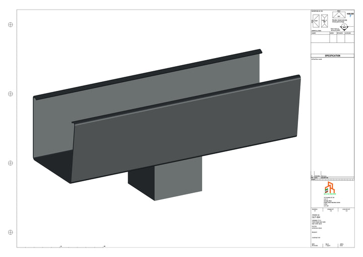 Aluminium Radius Gutter - Type 6 - Centre Spout - 63 Sq