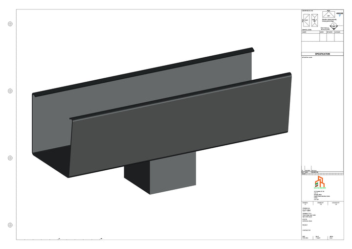 Aluminium Radius Gutter - Type 6 - Centre Spout - 76 Sq