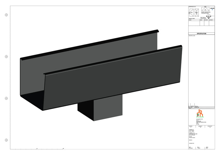 Aluminium Radius Gutter - Type 6 - Centre Spout - 63 Sq