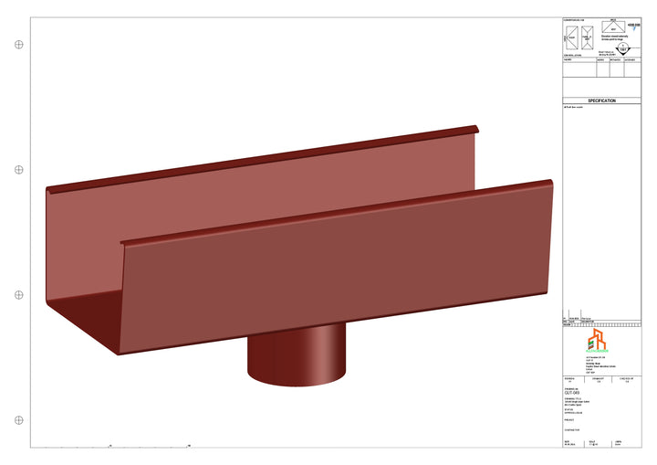 Aluminium Single Slope Gutter - Type 5 - Centre Spout - 100 Dia