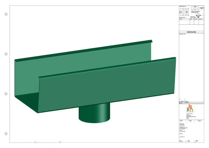 Aluminium Single Slope Gutter - Type 5 - Centre Spout - 100 Dia