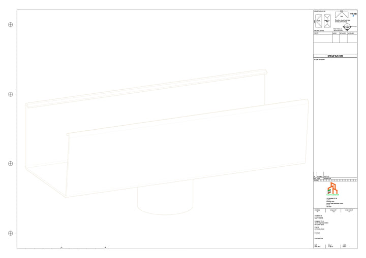 Aluminium Single Slope Gutter - Type 5 - Centre Spout - 100 Dia
