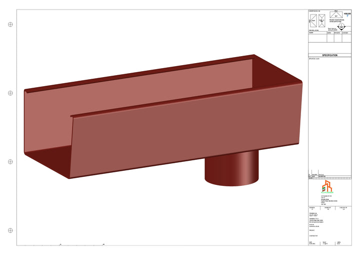 Aluminium Radius Gutter - Type 5 - End Spout - 63 Dia