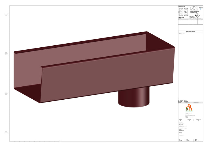 Aluminium Radius Gutter - Type 5 - End Spout - 63 Dia