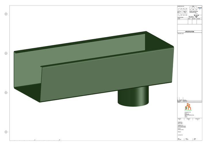 Aluminium Radius Gutter - Type 5 - End Spout - 63 Dia