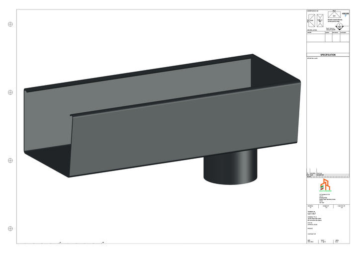 Aluminium Radius Gutter - Type 5 - End Spout - 63 Dia