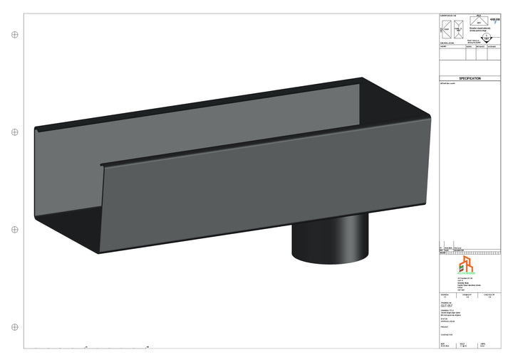 Aluminium Radius Gutter - Type 5 - End Spout - 63 Dia