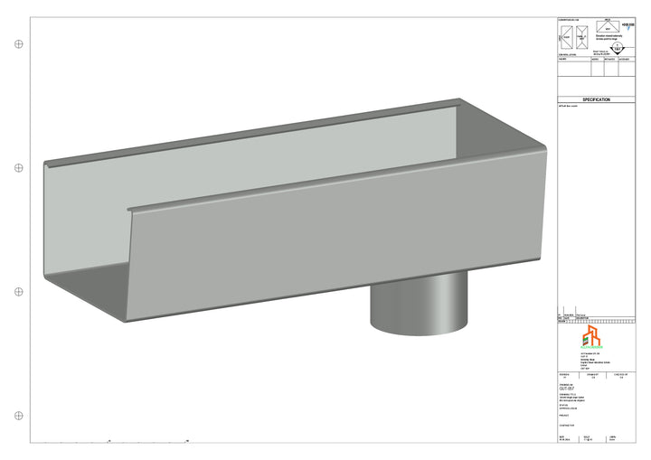 Aluminium Radius Gutter - Type 5 - End Spout - 63 Dia