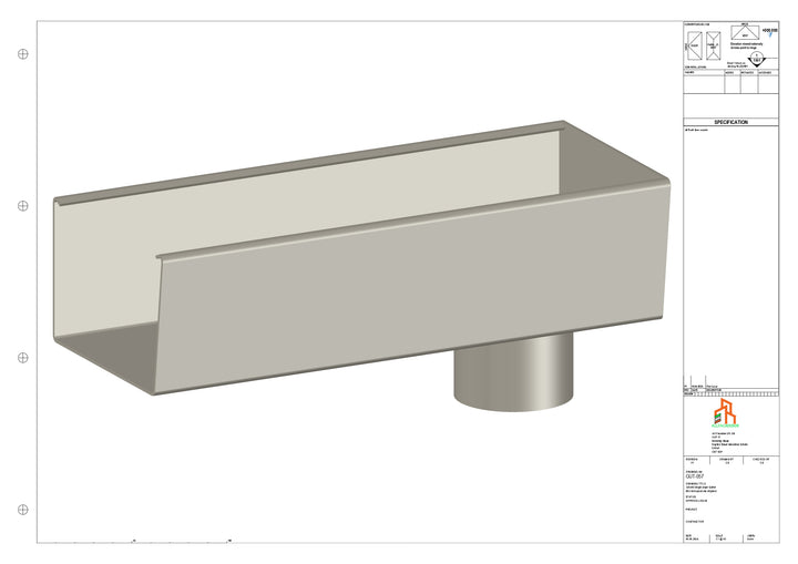 Aluminium Radius Gutter - Type 5 - End Spout - 63 Dia