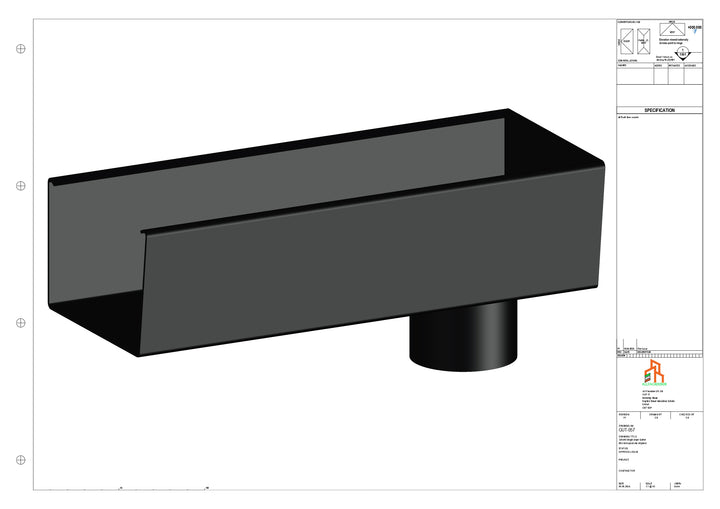 Aluminium Radius Gutter - Type 5 - End Spout - 63 Dia