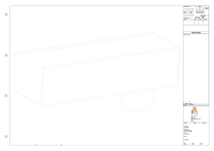 Aluminium Radius Gutter - Type 5 - End Spout - 63 Dia