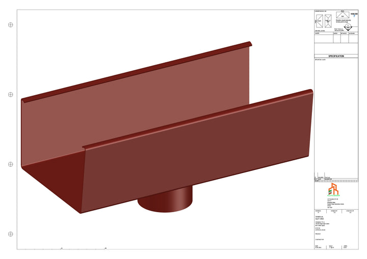 Aluminium Single Slope Gutter - Type 6 - Centre Spout - 76 Dia