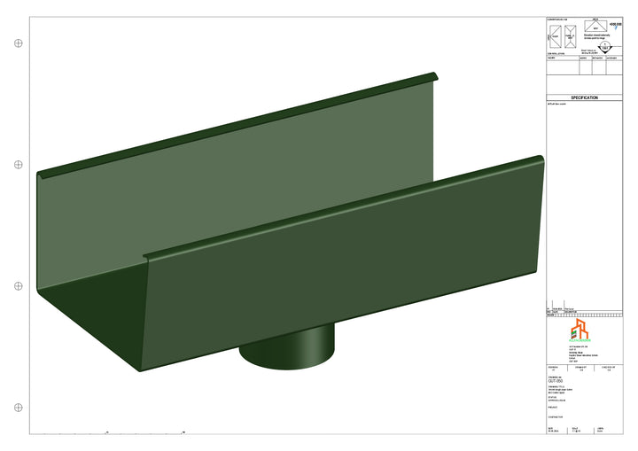 Aluminium Single Slope Gutter - Type 6 - Centre Spout - 76 Dia