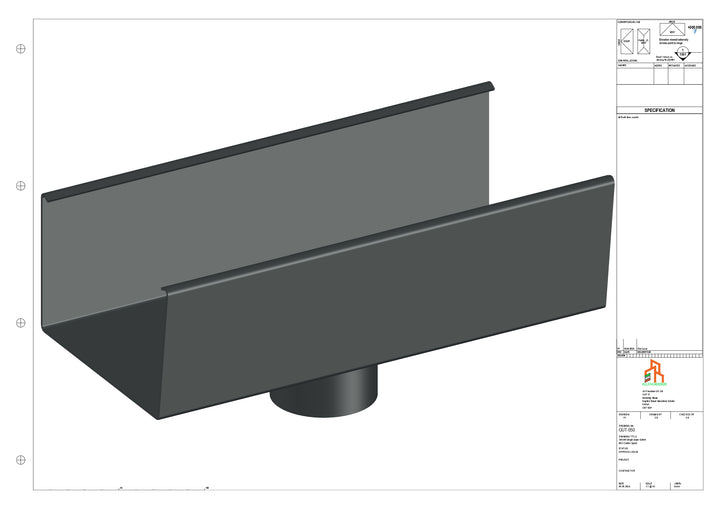 Aluminium Single Slope Gutter - Type 6 - Centre Spout - 76 Dia