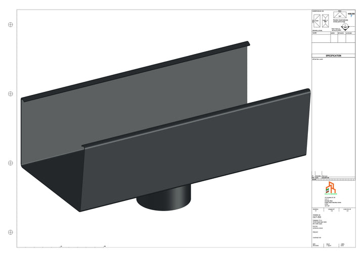 Aluminium Single Slope Gutter - Type 6 - Centre Spout - 76 Dia