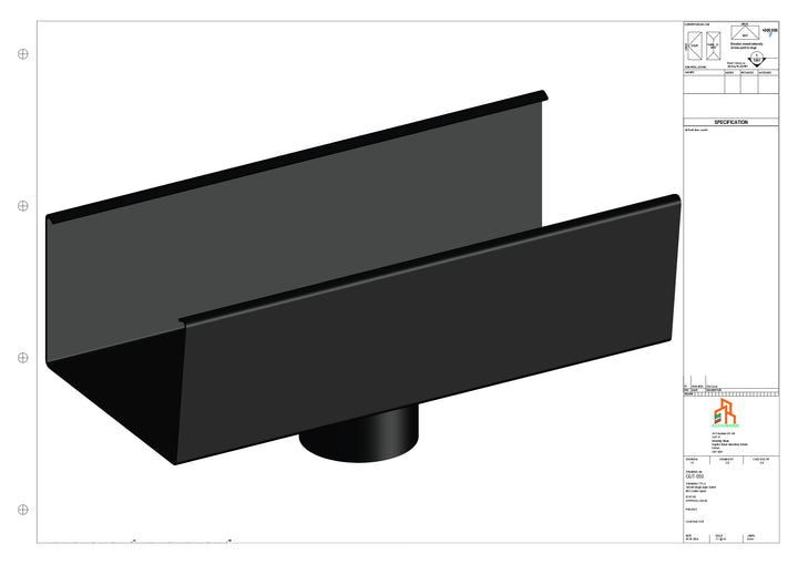Aluminium Single Slope Gutter - Type 6 - Centre Spout - 76 Dia