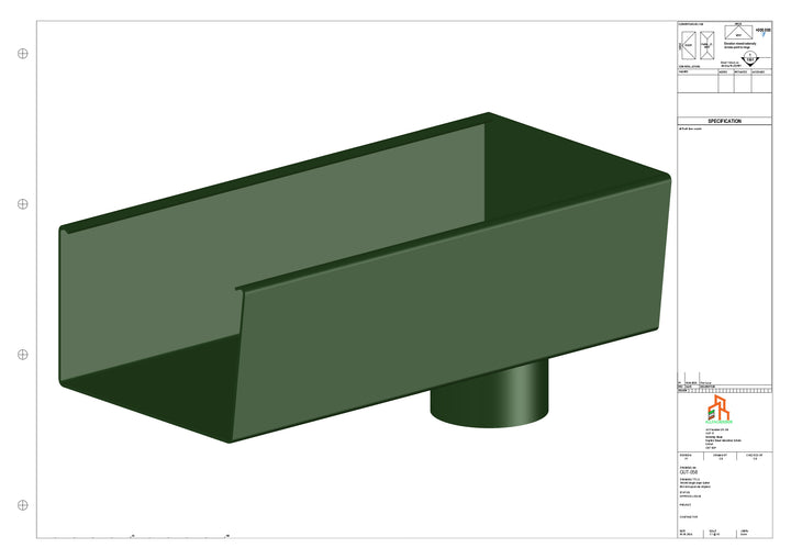 Aluminium Radius Gutter - Type 6 - End Spout - 63 Dia