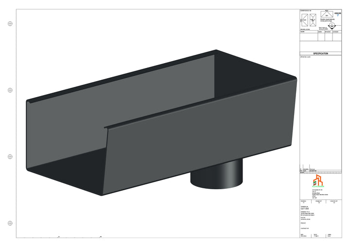 Aluminium Radius Gutter - Type 6 - End Spout - 63 Dia