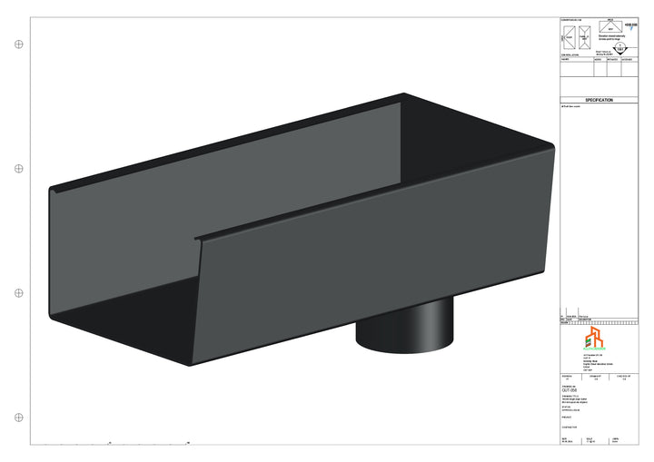 Aluminium Radius Gutter - Type 6 - End Spout - 63 Dia