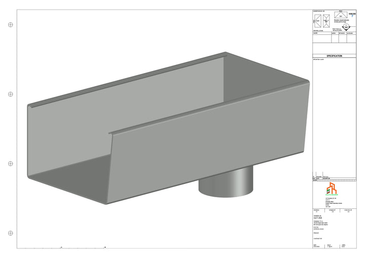 Aluminium Radius Gutter - Type 6 - End Spout - 63 Dia