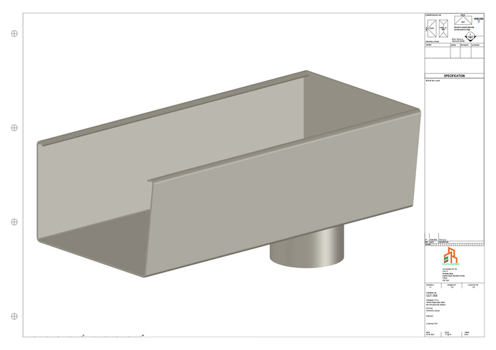 Aluminium Radius Gutter - Type 6 - End Spout - 63 Dia