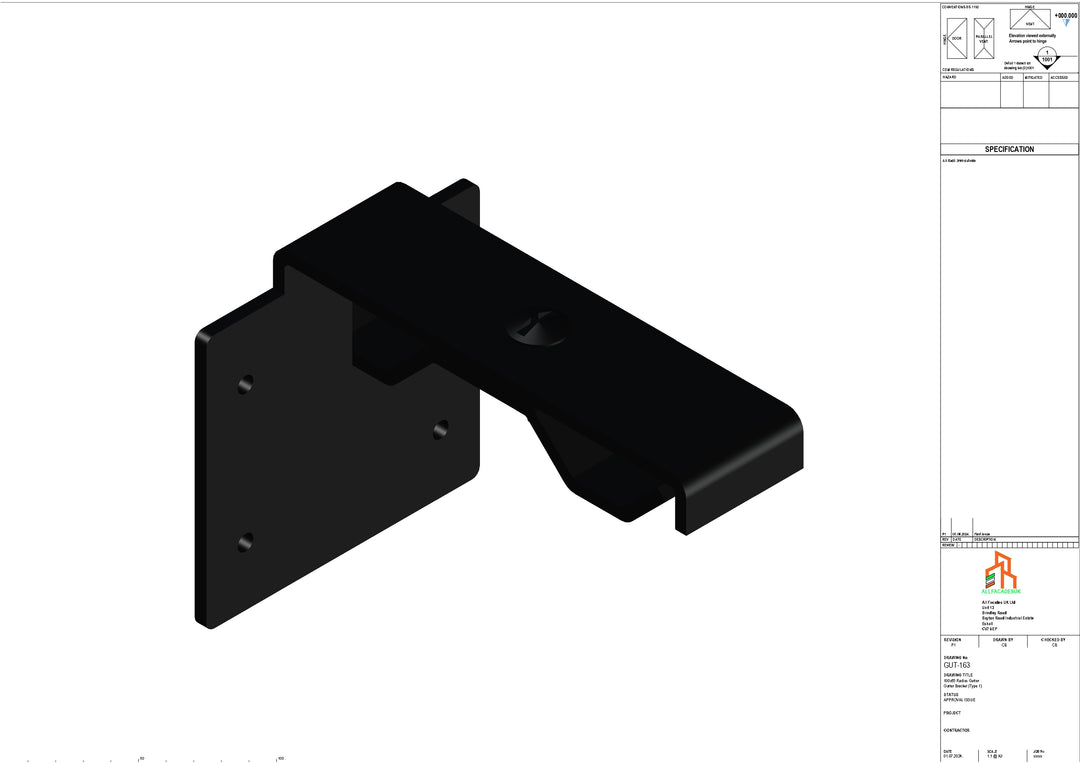Aluminium Radius Secret Fix Bracket - Type 2