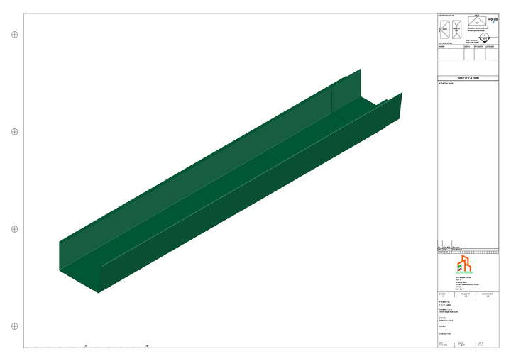 Aluminium Single Slope Gutter - Type 6 - 3M Length