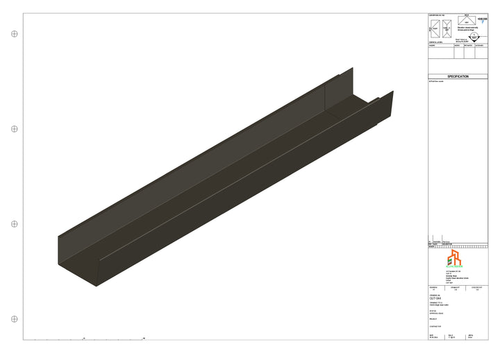 Aluminium Single Slope Gutter - Type 6 - 3M Length
