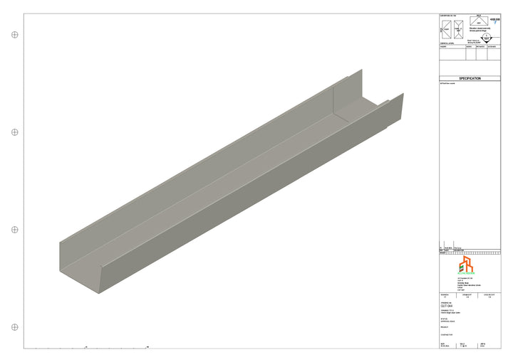Aluminium Single Slope Gutter - Type 6 - 3M Length