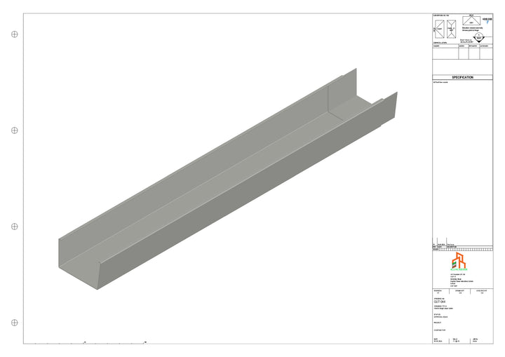 Aluminium Single Slope Gutter - Type 6 - 3M Length
