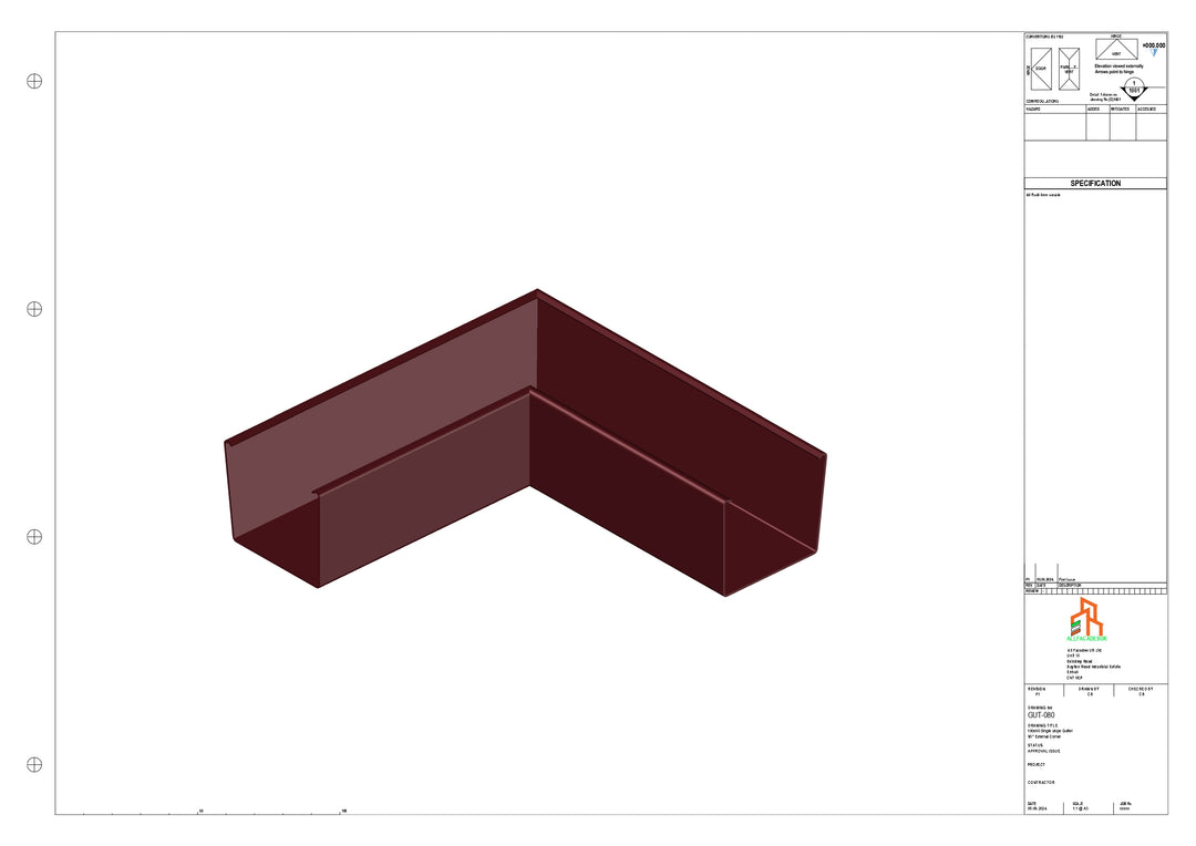 Aluminium Single Slope Gutter - Type 4 - 90 Degree Ext Corner ...