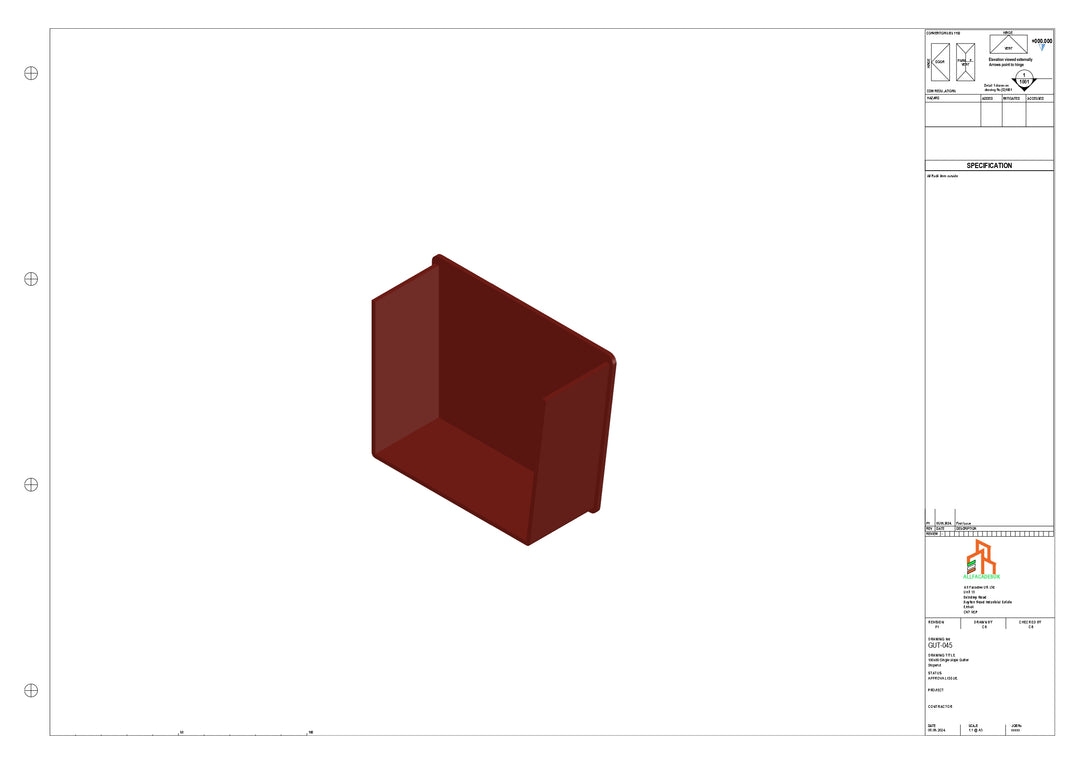Aluminium Single Slope Gutter - Type 4 - Stopends