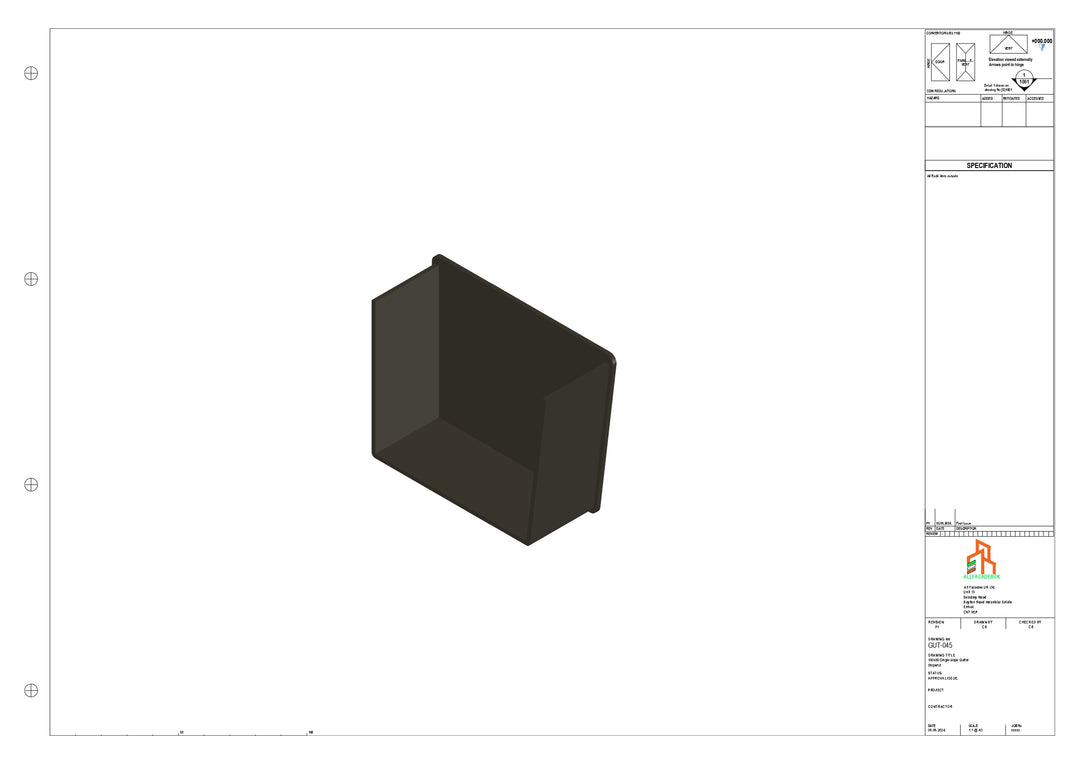 Aluminium Single Slope Gutter - Type 4 - Stopends