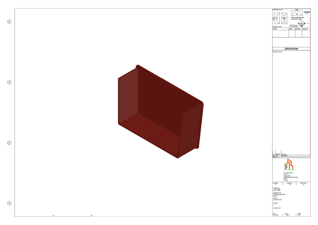 Aluminium Single Slope Gutter - Type 5 - Stopends