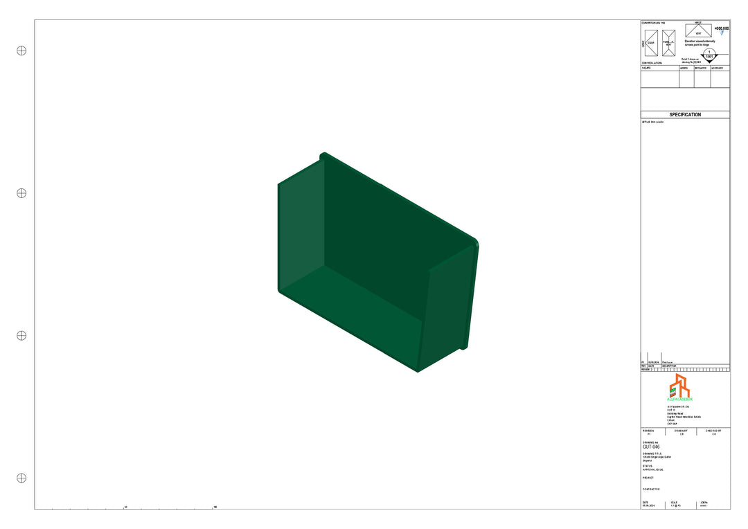 Aluminium Single Slope Gutter - Type 5 - Stopends