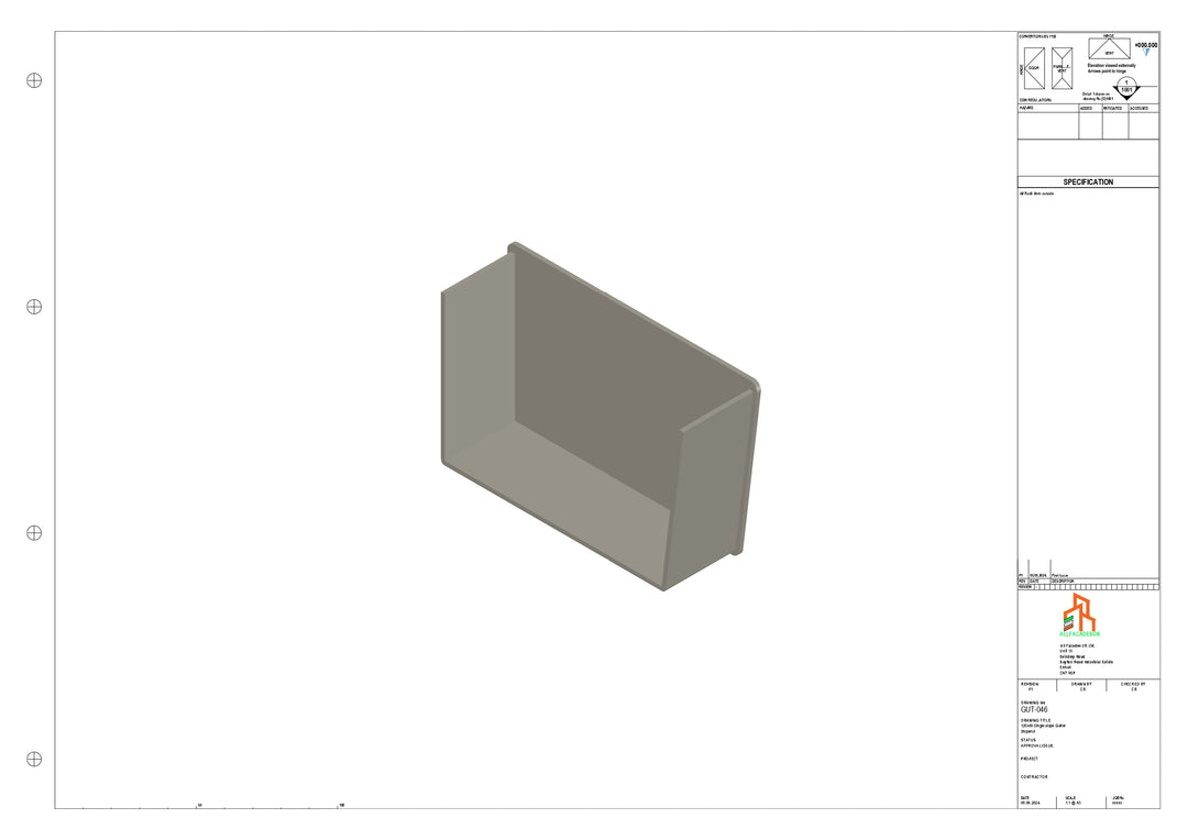Aluminium Single Slope Gutter - Type 5 - Stopends