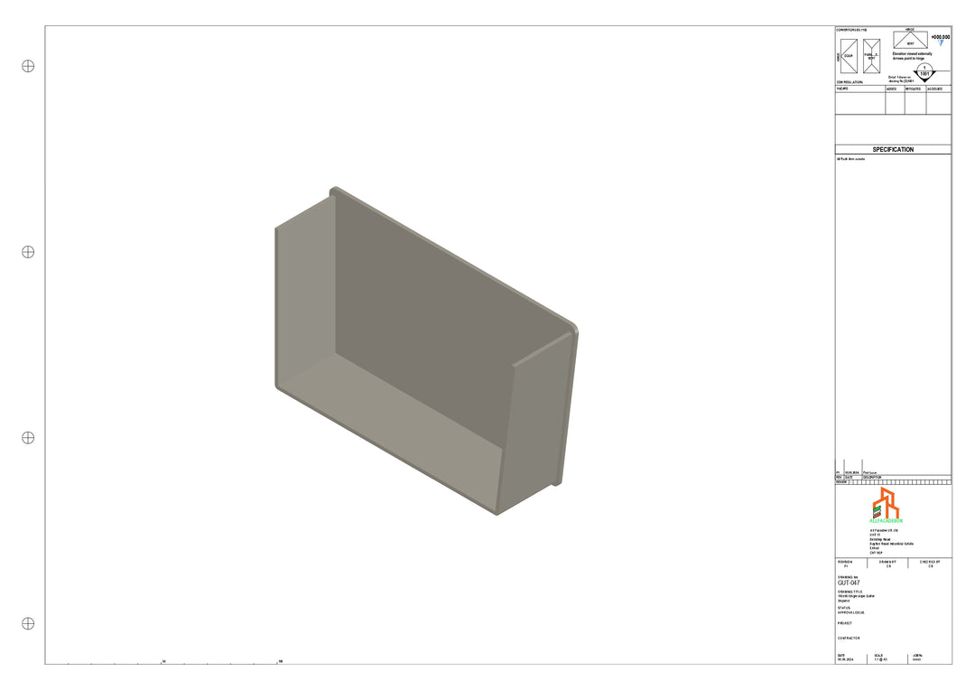 Aluminium Single Slope Gutter - Type 6 - Stopends
