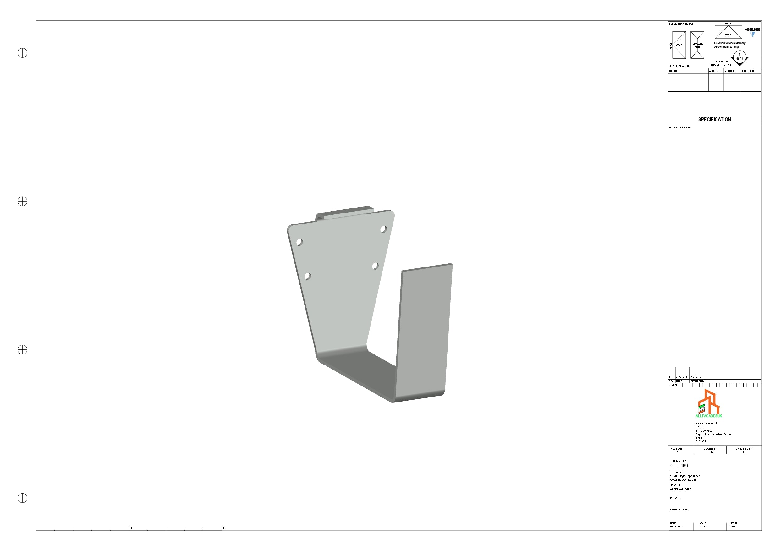 Cladding Bracket Example Aluminium Single slope Fascia Bracket - Type 5 – Aluminium Cladding Ltd